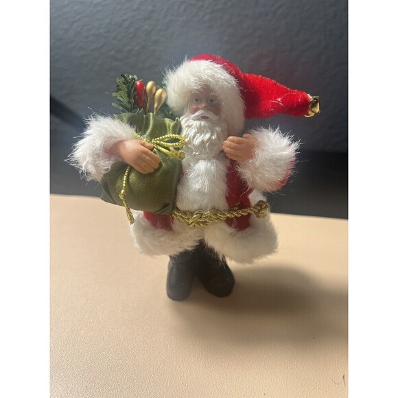 Vintage SANTA Ornaments WITH BAG 5” ORNAMENT Tree Hanger Or Self Piece - Picture 1 of 3